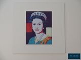 painting of a portrait of the queen of england in a white frame