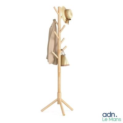 un porte-manteaux en bois avec un porte-chapeaux et un porte-manteaux