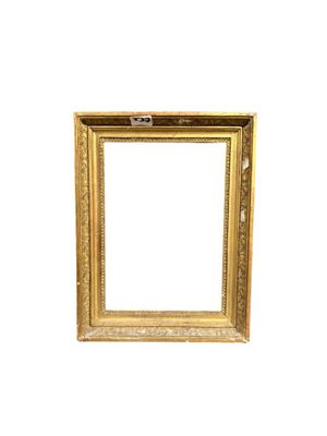 a gold frame on a white background with a clipping for a picture
