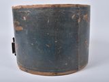 an old wooden bucket with a handle on a white background