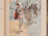 an open book with a picture of a man riding a horse