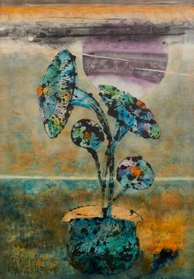 une image représentant un tableau représentant une plante dans un vase