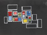 une image représentant un dessin en noir et blanc composé de carrés et de rectangles sur fond noir