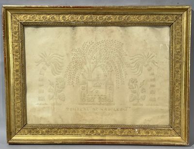 an old picture of a gold frame with a picture on it