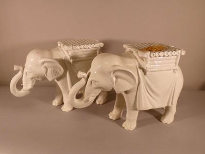 two elephants that are standing next to each other