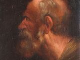 un vieux tableau représentant un homme barbu de profil
