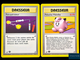 two cards with different designs on them on a black background