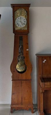 Pendule comtoise XIXème caisse en pitchpin et mécanisme à ba…