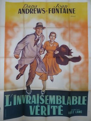 une vieille affiche de cinéma représentant un homme et une femme en train de courir
