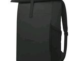the back of a black backpack with a strap on it