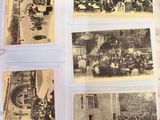 several old black and white photos of people in a parade