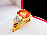 yellow gold plated ring with orange topaz and white topaz stones