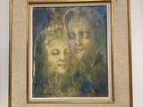 a painting on the wall of a woman and a man
