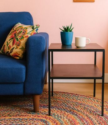 Table basse carrée en métal , double plateau couleur doré, p…