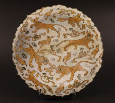 LES BLESSES, atelier Edmond LACHENAL (1855-1948), plat en te…