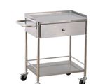 an image of a stainless steel serving cart with a drawer
