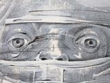un dessin représentant un homme portant un casque