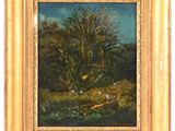 an image of a painting of a corn field in a gold frame