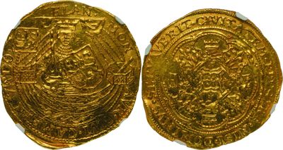 deux pièces d'or, dont l'une comporte un motif au recto et l'autre au verso
