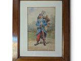 tableau représentant un homme en uniforme bleu tenant un fusil