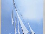 tableau représentant un voilier aux voiles blanches en pleine mer