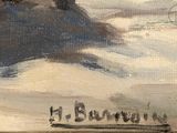 an image of a painting of a train on a track in the snow