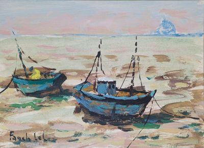 deux bateaux échoués dans le sable