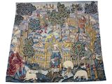 une image représentant une tapisserie sur laquelle figurent des personnages et des animaux