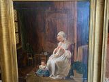 a painting of a woman and a child in a room