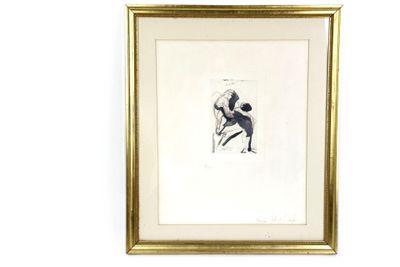 une photo d'un dessin encadré représentant un cheval, accroché à un mur blanc
