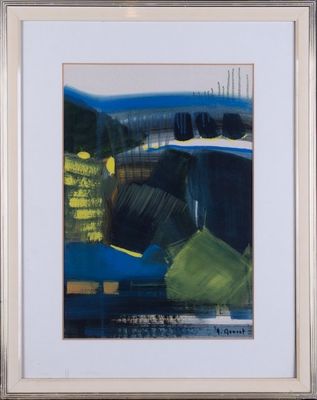 A. GENEST (1935-) Composition abstraite, gouache et aquarell… - Photo 1