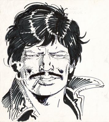 dessin représentant un homme avec une moustache et une barbichette