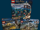 trois coffrets Lego Harry Potter exposés dans leur boîte