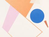 an image of an abstract painting with a blue ball on a white background