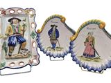 two plates with a picture of a man and a woman on them