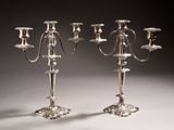 pair of silver plated candelabs with candlesticks
