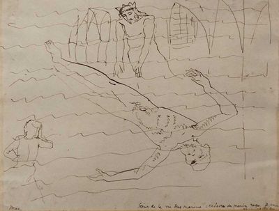 Max JACOB (1876-1944) 'Scène de la vie sous marine : cadavre…