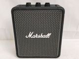 a close up of a marshall amplifier sitting on top of a table
