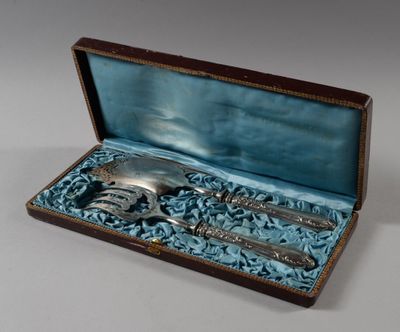 Couvert de service à poisson en argent fourré et métal, les …