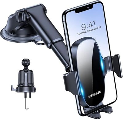 une photo d'un support de téléphone pour voiture auquel est fixé un chargeur de voiture