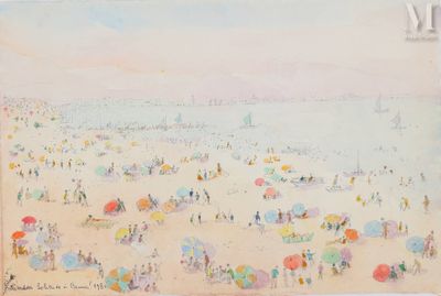 many people on the beach with umbrellas in the water