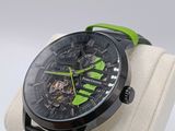 a close up of a wrist watch on a display stand