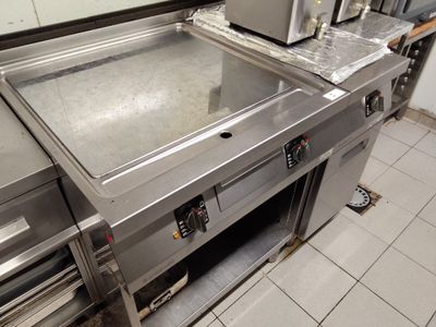 un plan de travail en acier inoxydable dans une cuisine commerciale