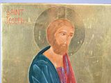 an image of a painting of a man with a beard and a blue robe