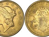 une pièce d'or ornée d'une tête de femme
