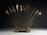 an image of a sculpture made out of metal sticks with birds on them