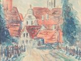 une image représentant un tableau d'une église avec un clocher