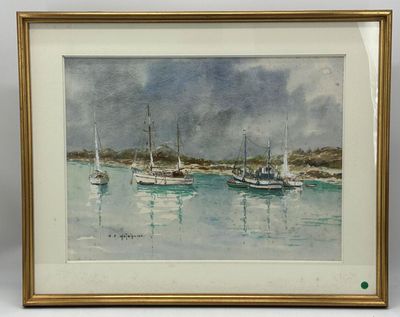 an image of a painting of sailboats in the water