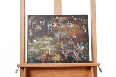 a picture of an easel with a painting on it