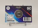 the back of a card with a picture of a coin on it